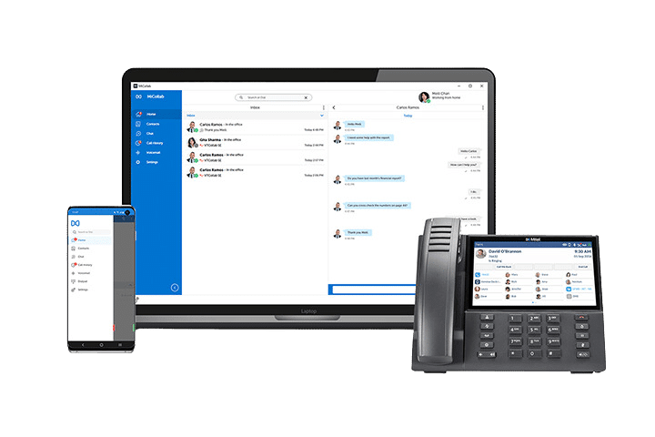 Screenshot of Mitel system interface used in business communication training.