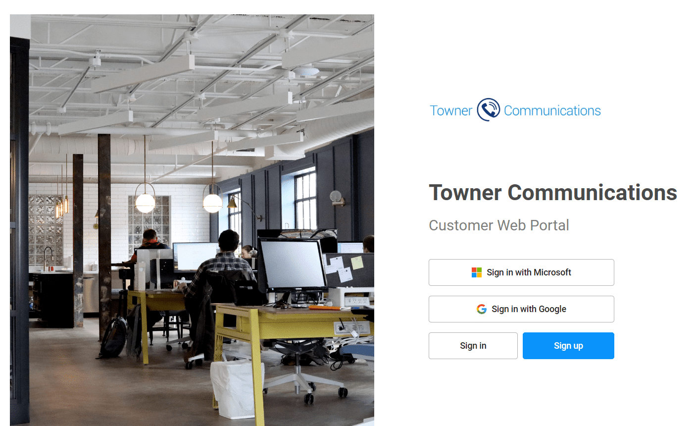 Screenshot of Towner's Customer Service Portal interface used in business communication training