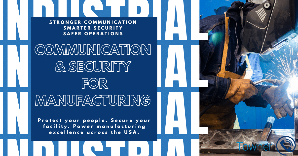 Welder working in Kansas City manufacturing facility showcasing secure industrial communication and safety solutions.