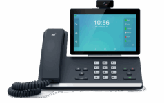 Yealink T58A desk phone used for Zoom Phone training on calls, transfers, voicemail, and advanced features