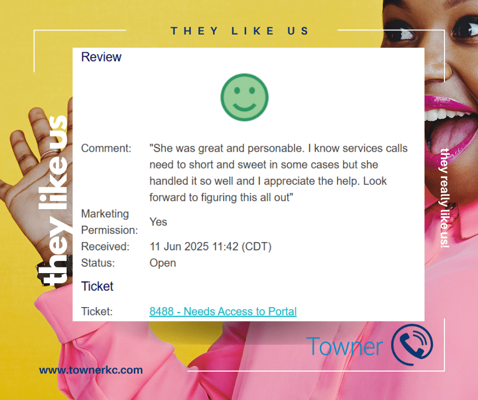 Customer review highlighting responsive and personable telecom support improving business communication experience